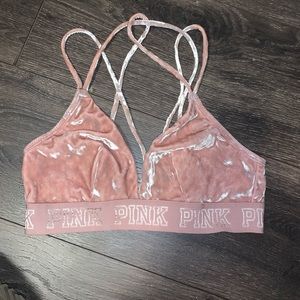 VS Pink Velvet Unlined Strappy Bralette